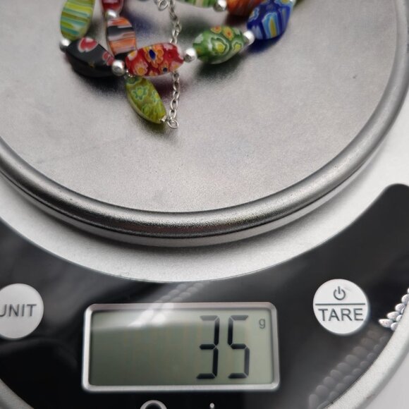 18 Inch Sterling Silver Colorful Glass Unique Necklace B365 - Picture 6 of 6